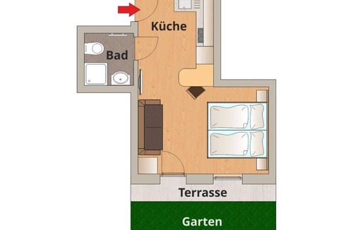 Schildlehen Bed & Breakfast | App. 8 - Wohn-/schlafraum, Dusche, WC - Hotel Appartement Hochkönig