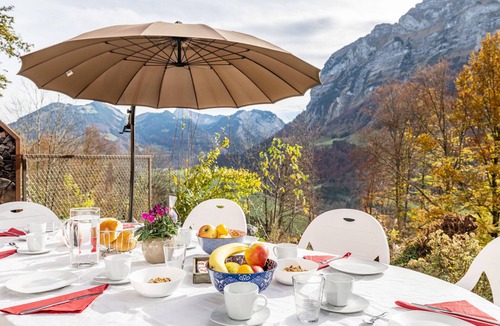 Schnepfau House | Holiday Home 'Am Berg' with Mountain View, Terrace, Sauna and Wi-Fi