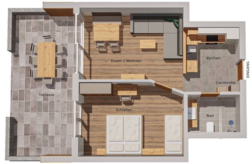 Bichlbach Apartment | Modern 50-square-meter vacation apartment with a terrace, free swimming lake, 100 meters from the ski resort