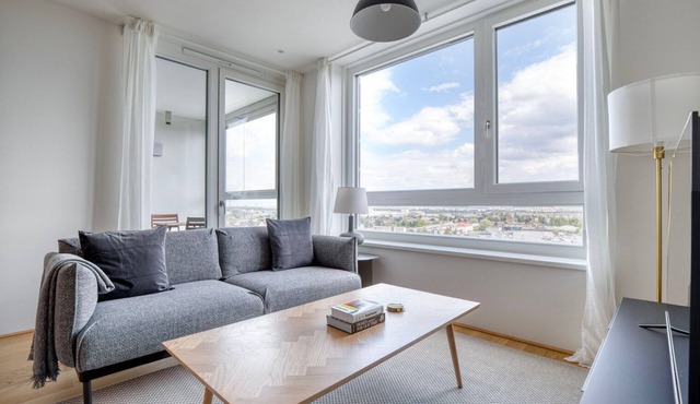 Inviting Donaustadt 1BR w/Pool, Gym & Elevator, nr U1, by Blueground in Vienna