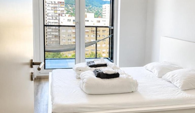 Waterfront City apt Buda Hills Views&Free parking in Budapest